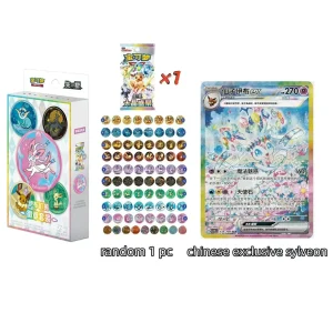 【Live】 TCG S-Chinese Scarlet & Violet CSV9.5C Eeveelution Badge Set Box ( Terastal Gathering Booster Packs +Eeveelutions Badge )-Sylveon,Umbreon,Leafeon..